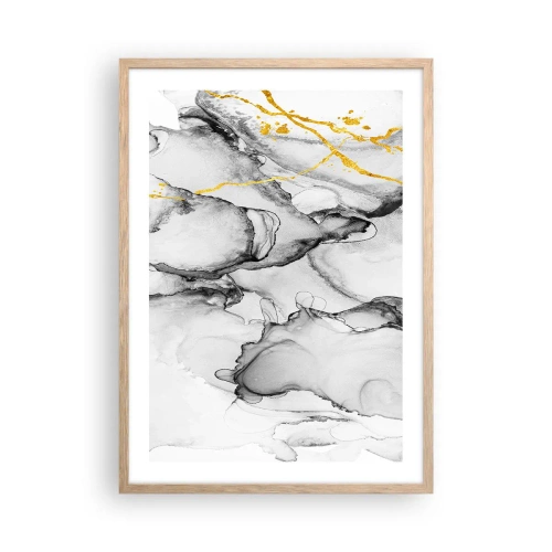 Een poster in een licht eiken lijst - Compositie met een gouden motief - 50x70 cm