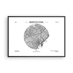 Poster in een zwarte lijst - Anatomie van Barcelona - 100x70 cm