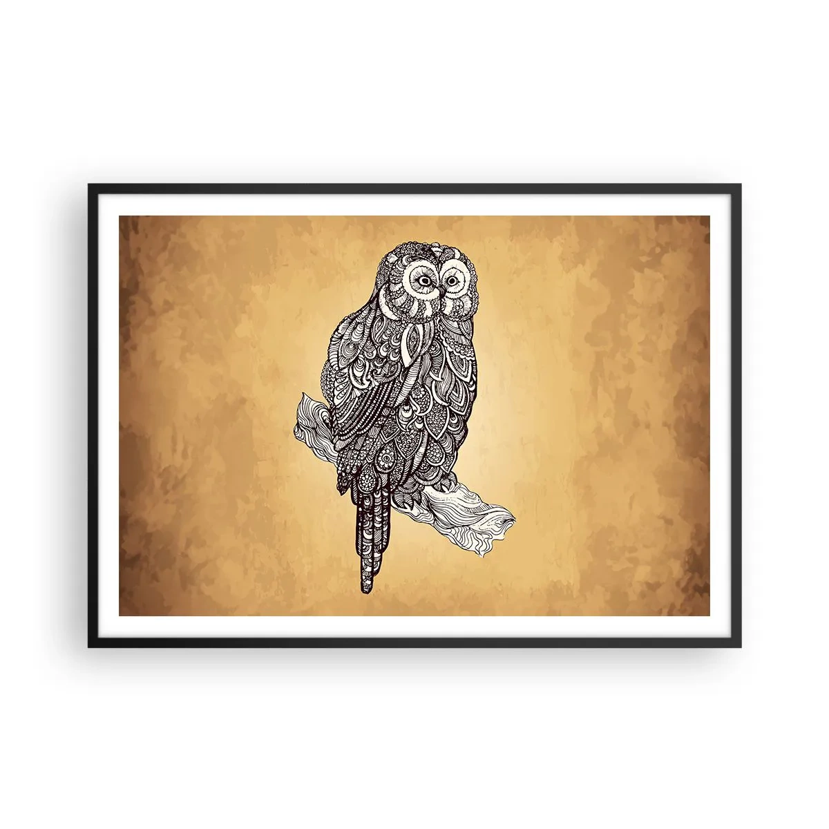 Poster in een zwarte lijst - Ingewikkelde ornamenten van wijsheid - 100x70 cm