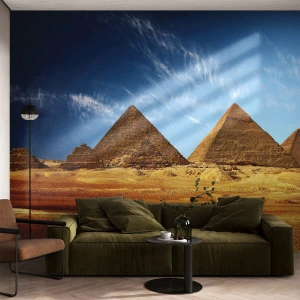 Fotobehang Premium Canvas - 40 eeuwen kijken naar je - Piramides, Architectuur, Landschap - 350x256 cm