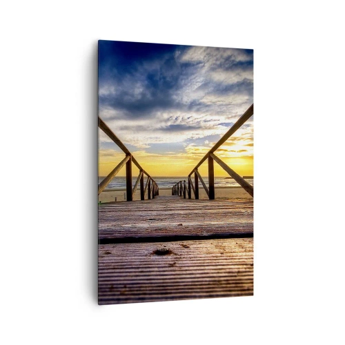 Schilderen op canvas - Rechtstreeks naar het rustige strand bij zonsondergang - 80x120 cm