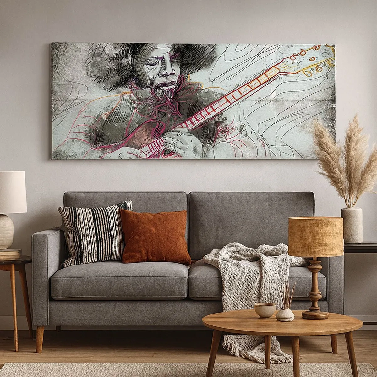 Schilderen op canvas - Op de golven van muziek - 100x40 cm