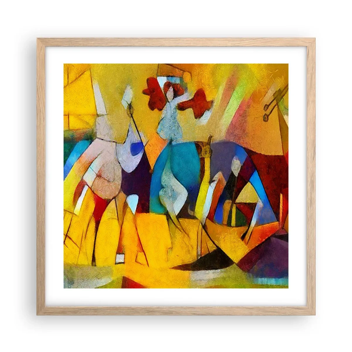 Een poster in een licht eiken lijst - Zon - leven - vreugde - 50x50 cm