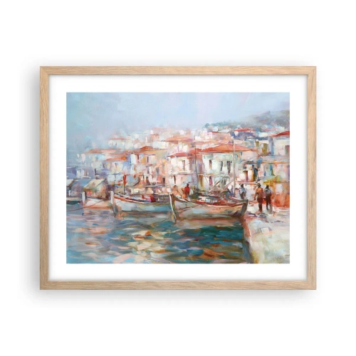Een poster in een licht eiken lijst - Pastel vakantie - 50x40 cm