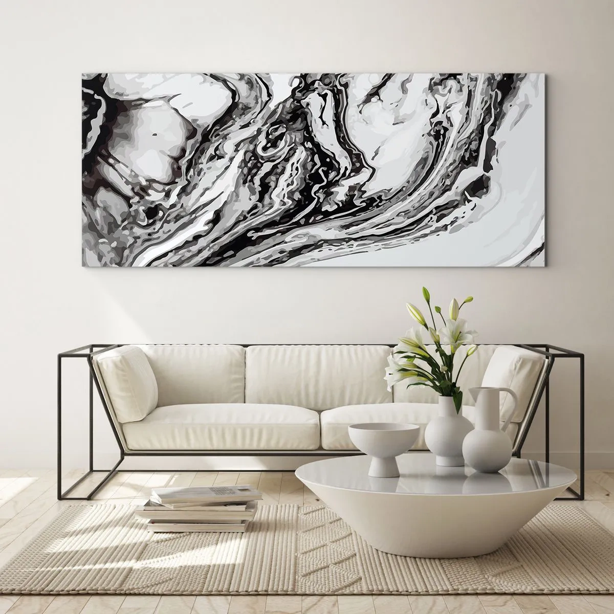 Schilderen op glas - In het begin was er chaos - 100x40 cm