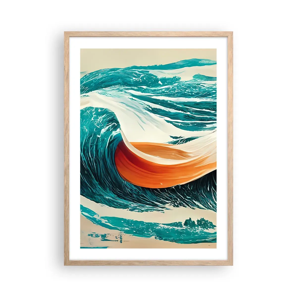 Een poster in een licht eiken lijst - De droom van elke surfer - 50x70 cm