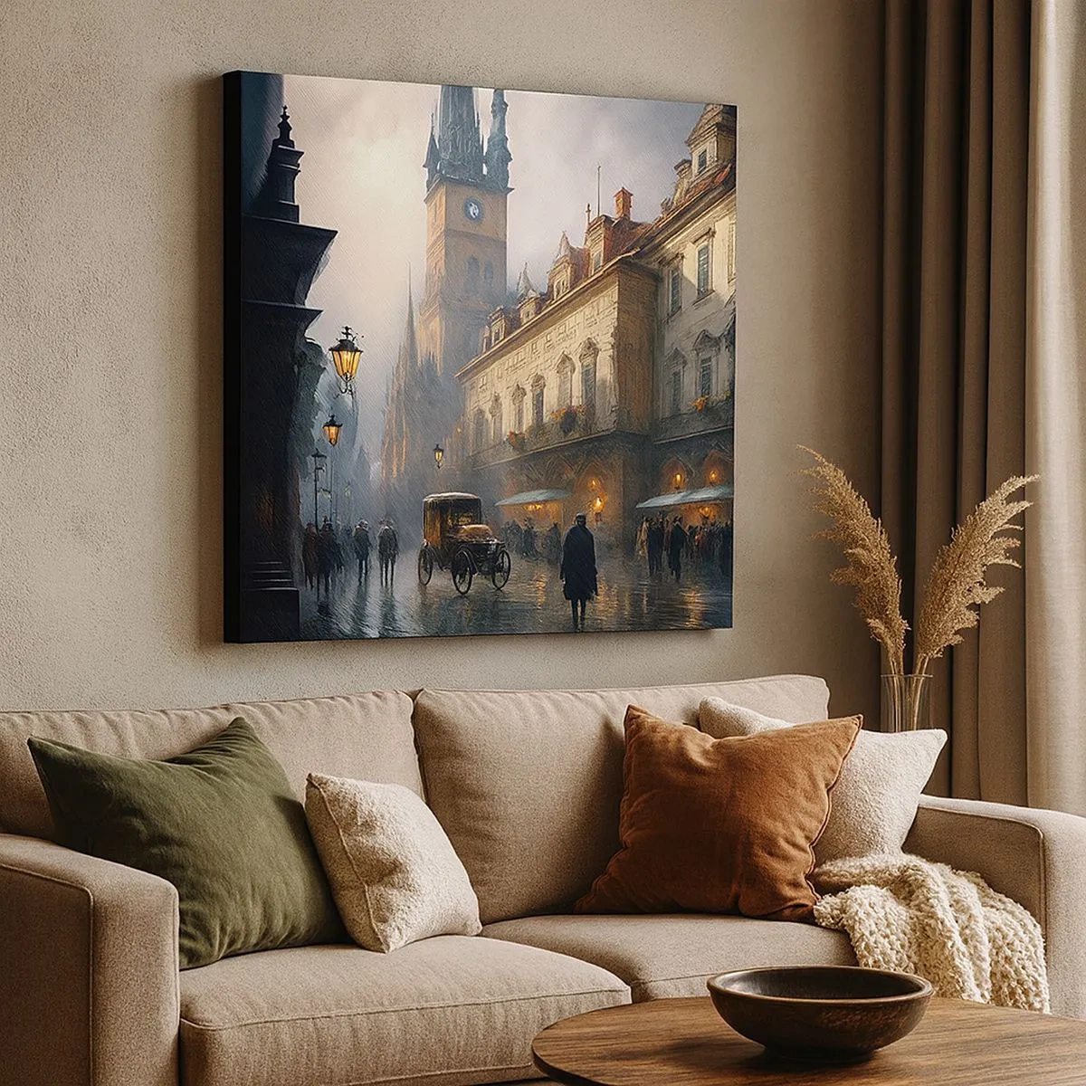 Schilderen op canvas - De charme van een Praagse avond - 30x30 cm