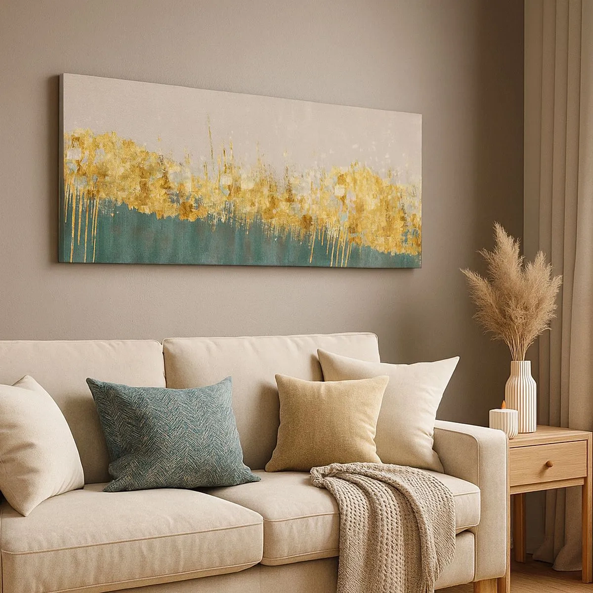 Schilderen op canvas - De gouden rand - 100x40 cm