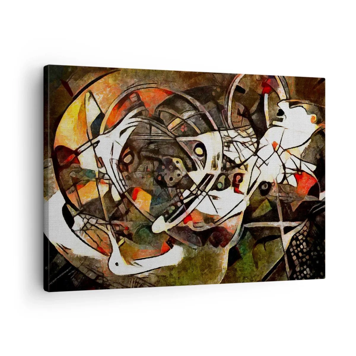 Schilderen op canvas - Expressieve abstractie in donkere tinten met dynamische lijnen. - 70x50cm - Hoor je het verkeer? - Moderne wanddecoratie voor woonkamer en slaapkamer ARTTOR