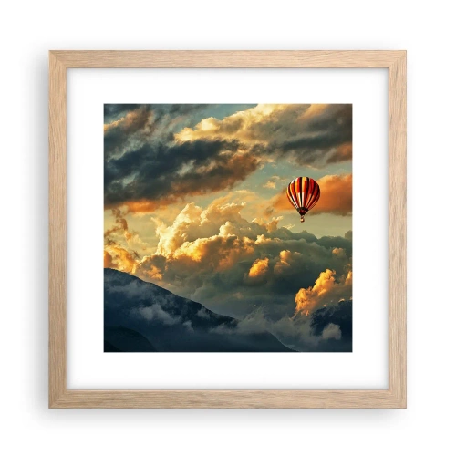 Een poster in een licht eiken lijst - Ik vlieg omdat ik dat wil - 30x30 cm
