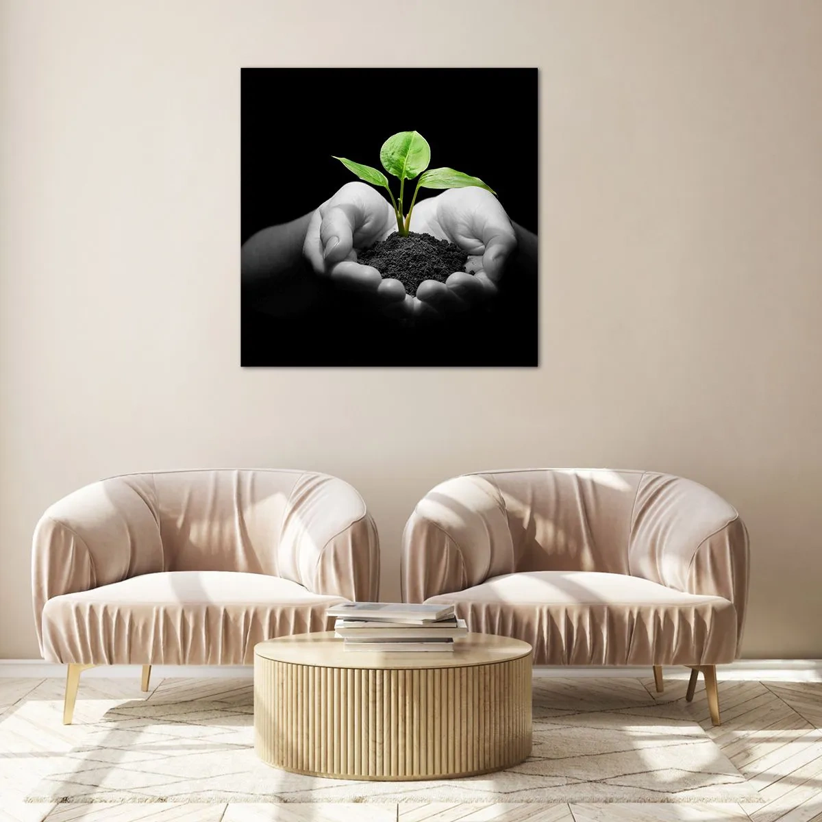 Schilderen op glas - Ik hou van de natuur, ik bescherm haar - 60x60 cm