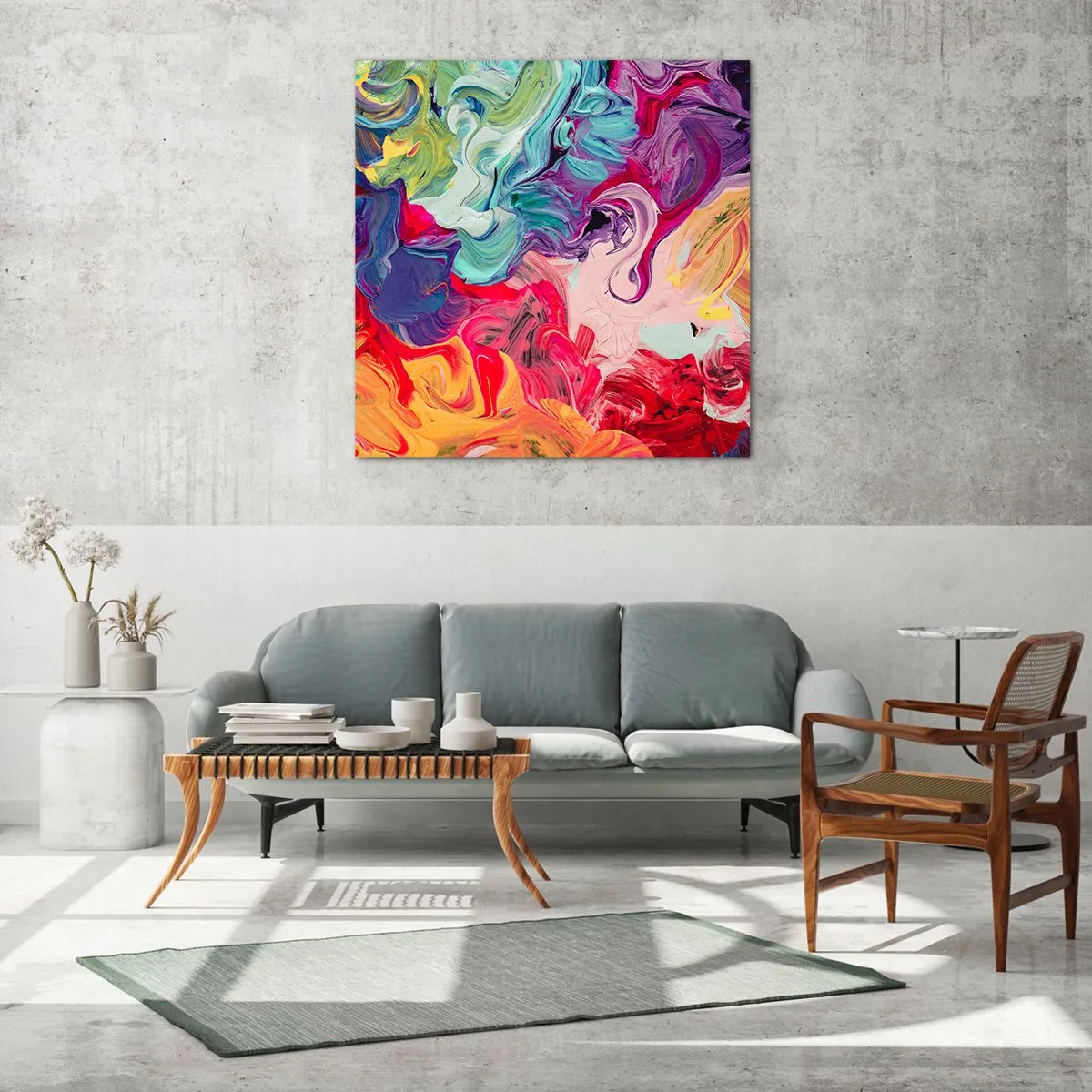 Schilderen op glas - De geboorte van kleuren - 50x50 cm