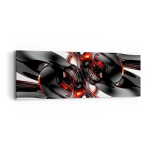 Schilderen op canvas - Beweging in grafiet en rood - 90x30 cm
