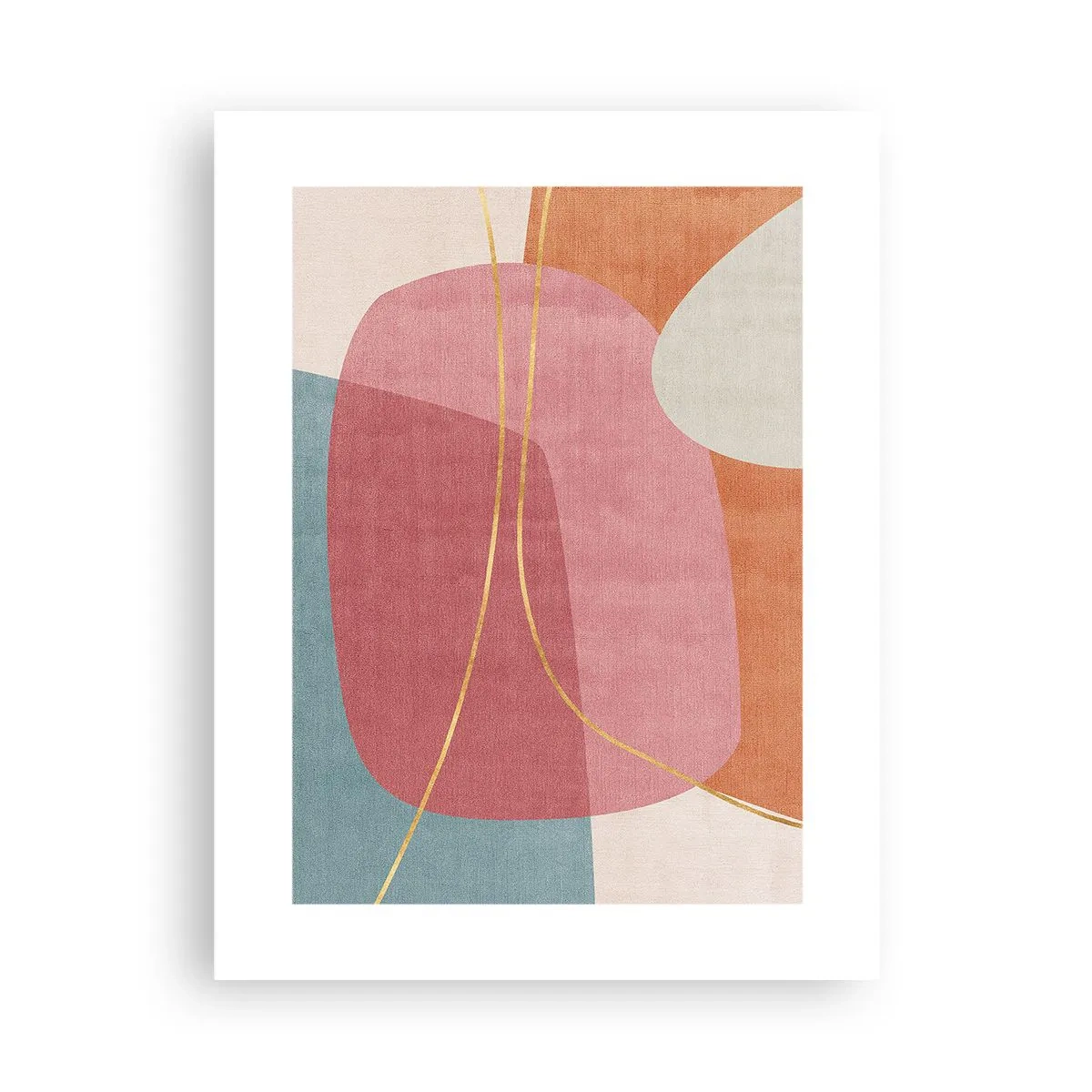 Poster - Pastelkleurcompositie met gouddraad - 30x40 cm