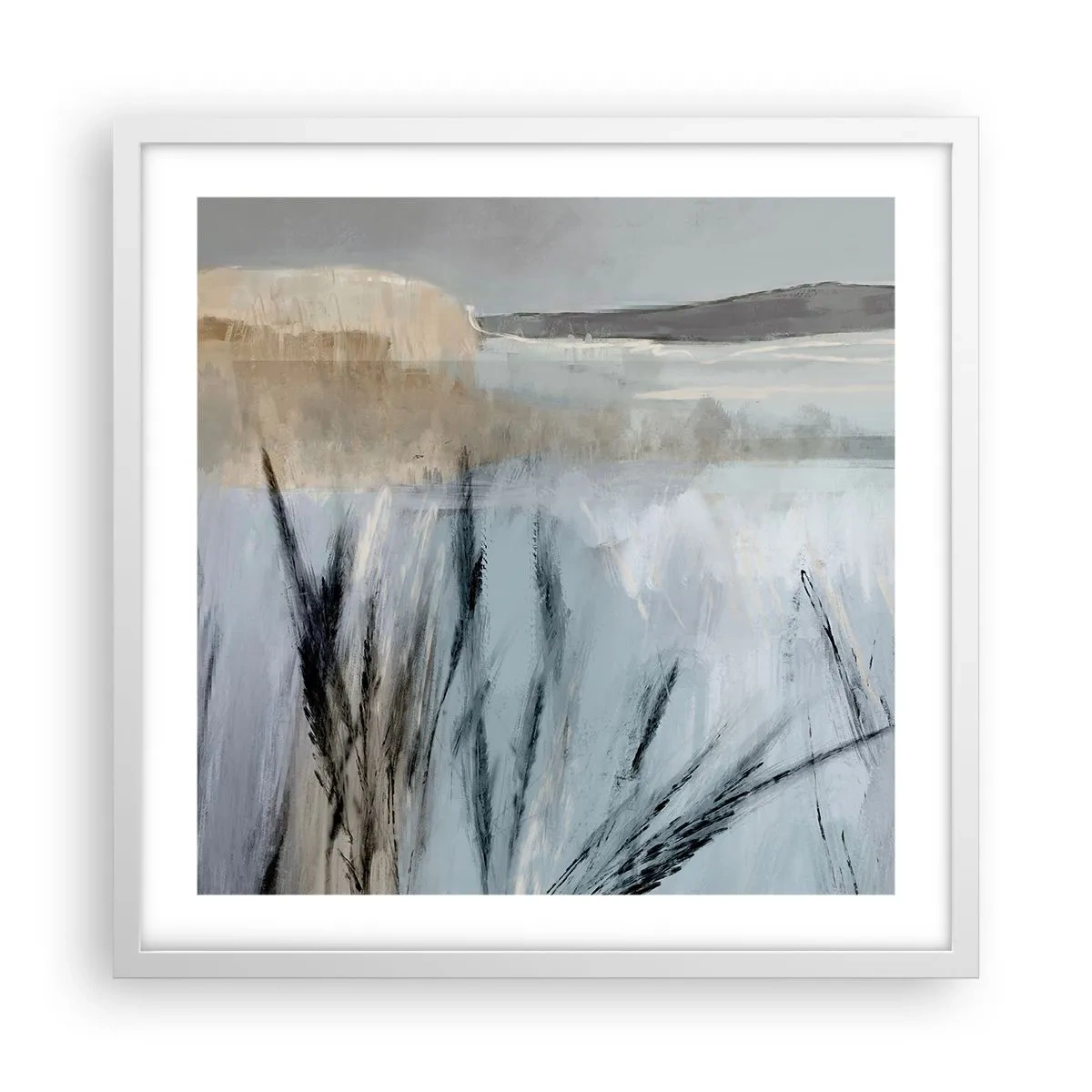 Poster in een witte lijst - Wintervelden - 50x50 cm
