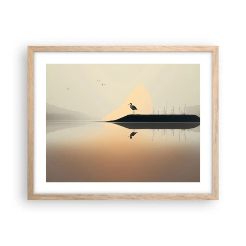 Een poster in een licht eiken lijst - Heer op het meer - 50x40 cm