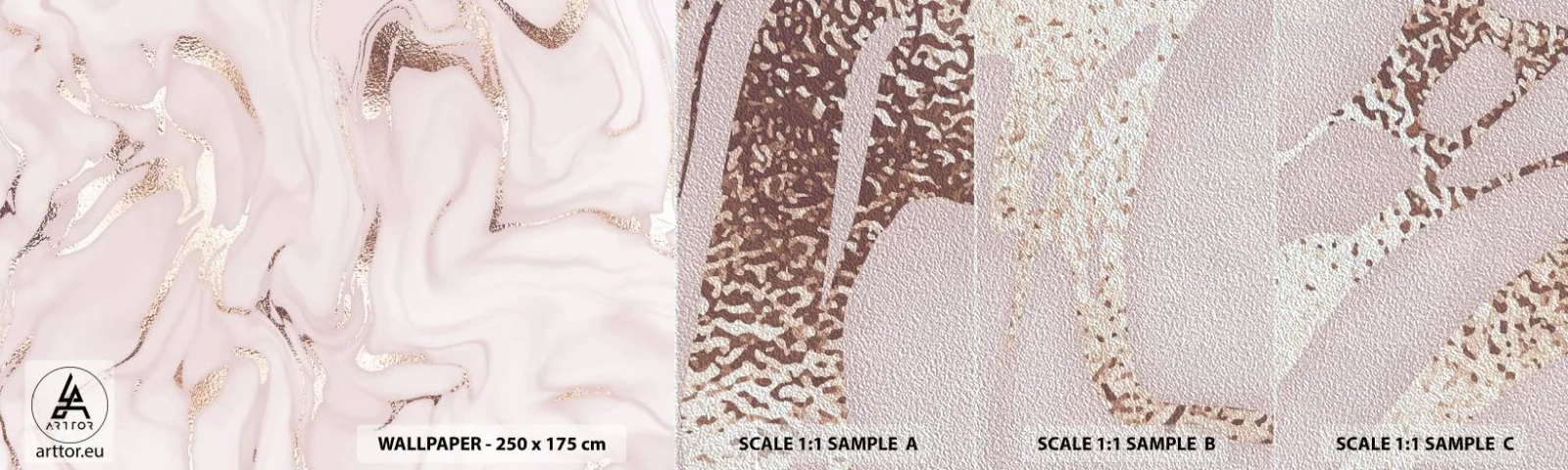 Fotobehang Monster Premium Sand - In een roze sjaal - Abstractie, Deel, Moderne kunst - 100x30 cm