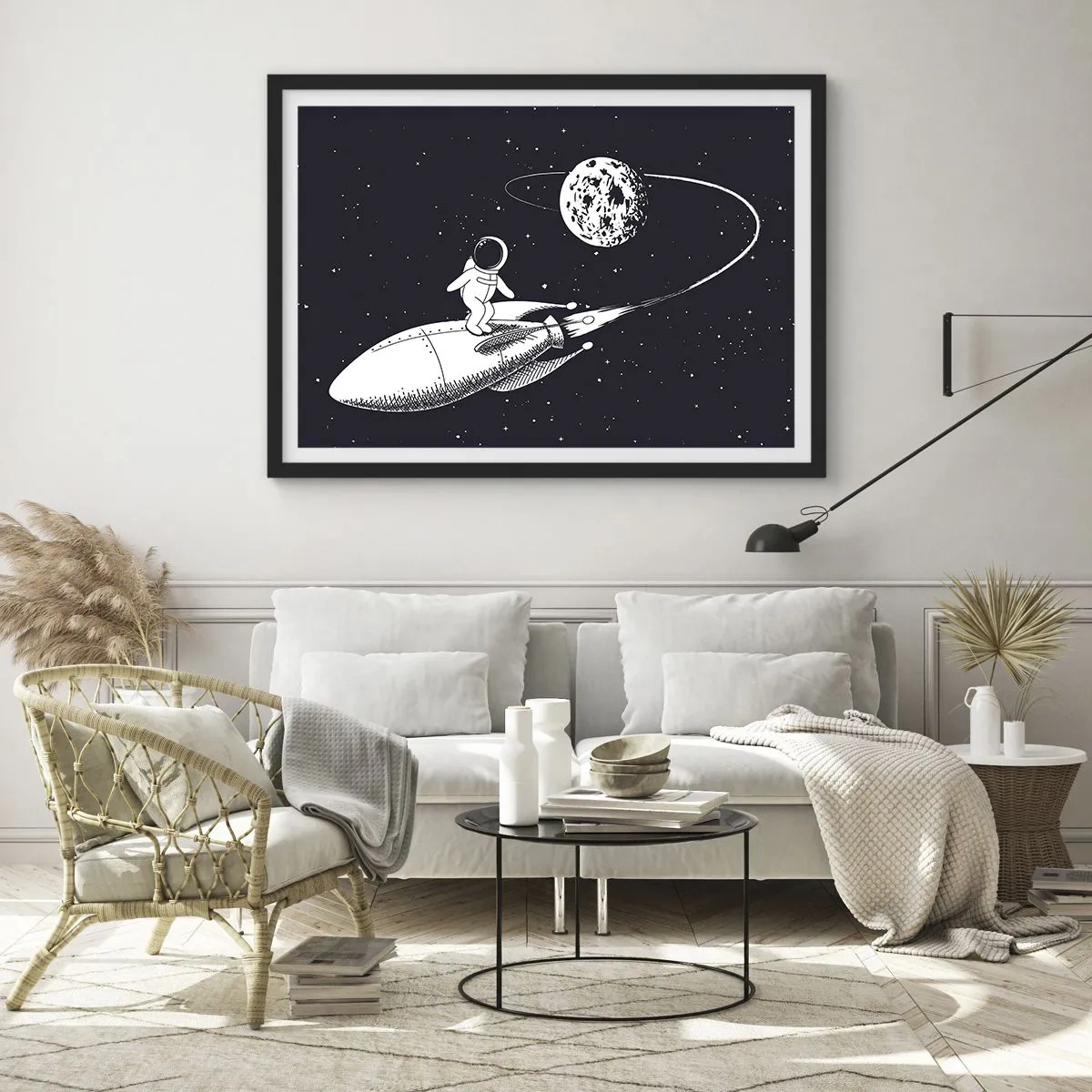 Poster in een zwarte lijst - Spacesurfer - 91x61 cm