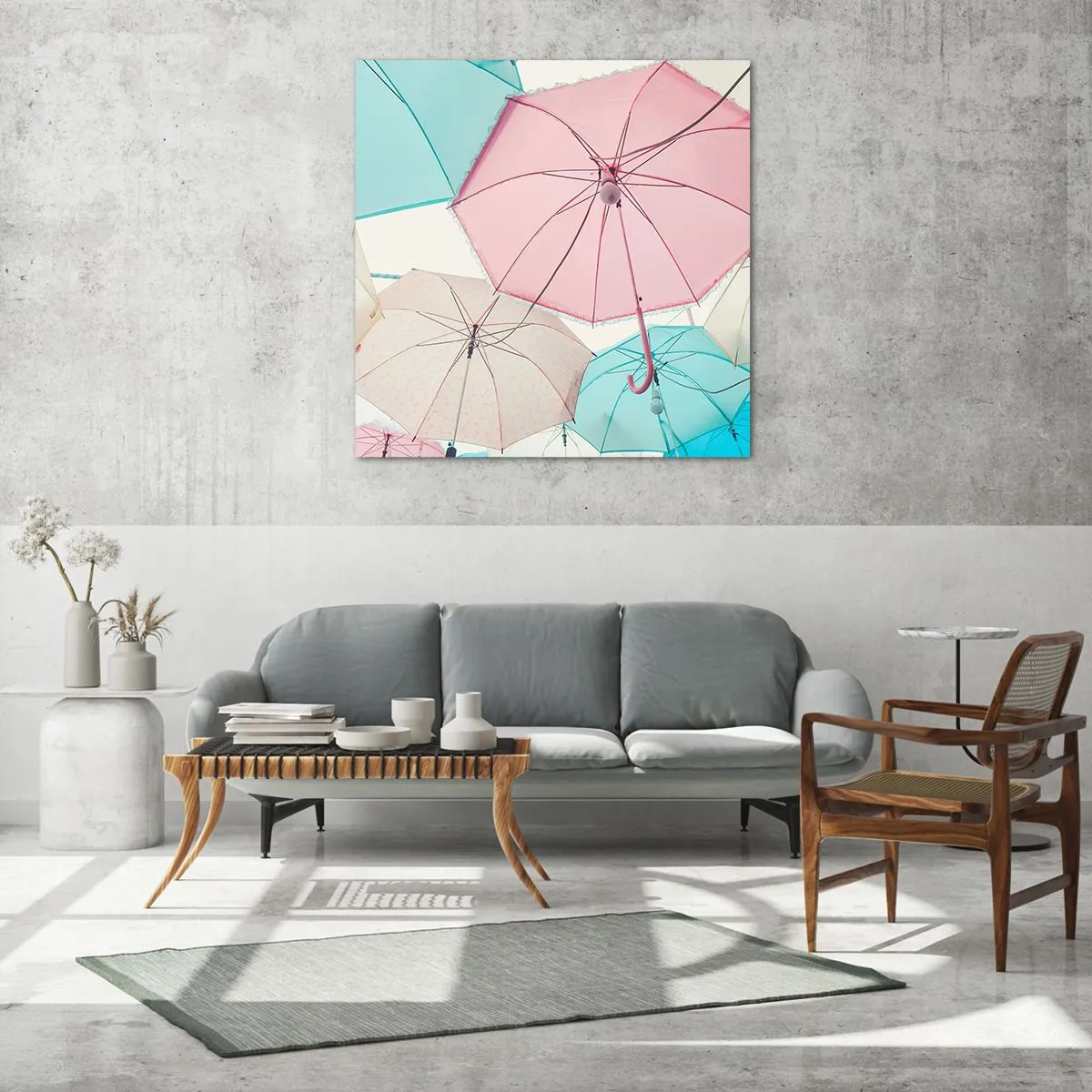 Schilderen op glas - Soms zon, soms regen - 50x50 cm