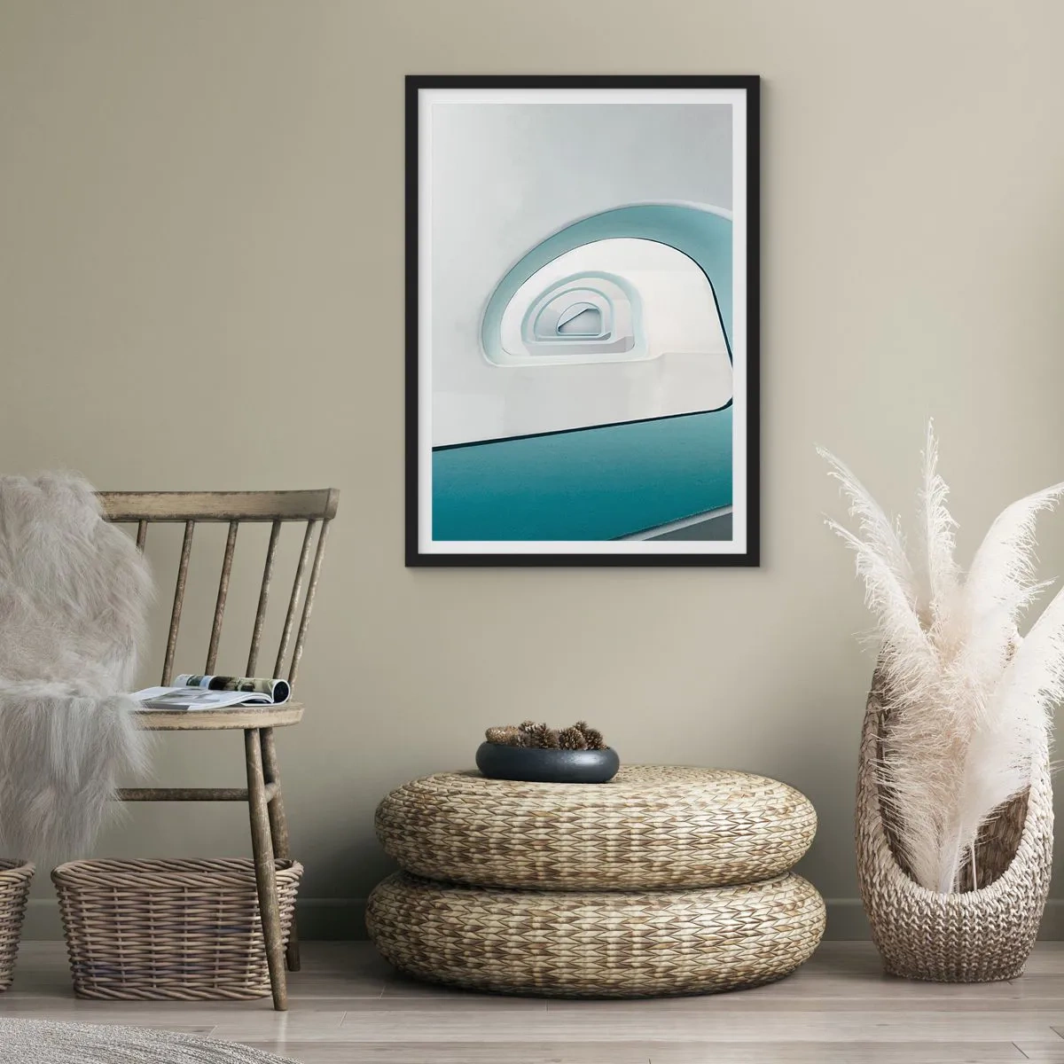 Poster in een zwarte lijst - Naar de bodem van de blauwe - 30x40 cm