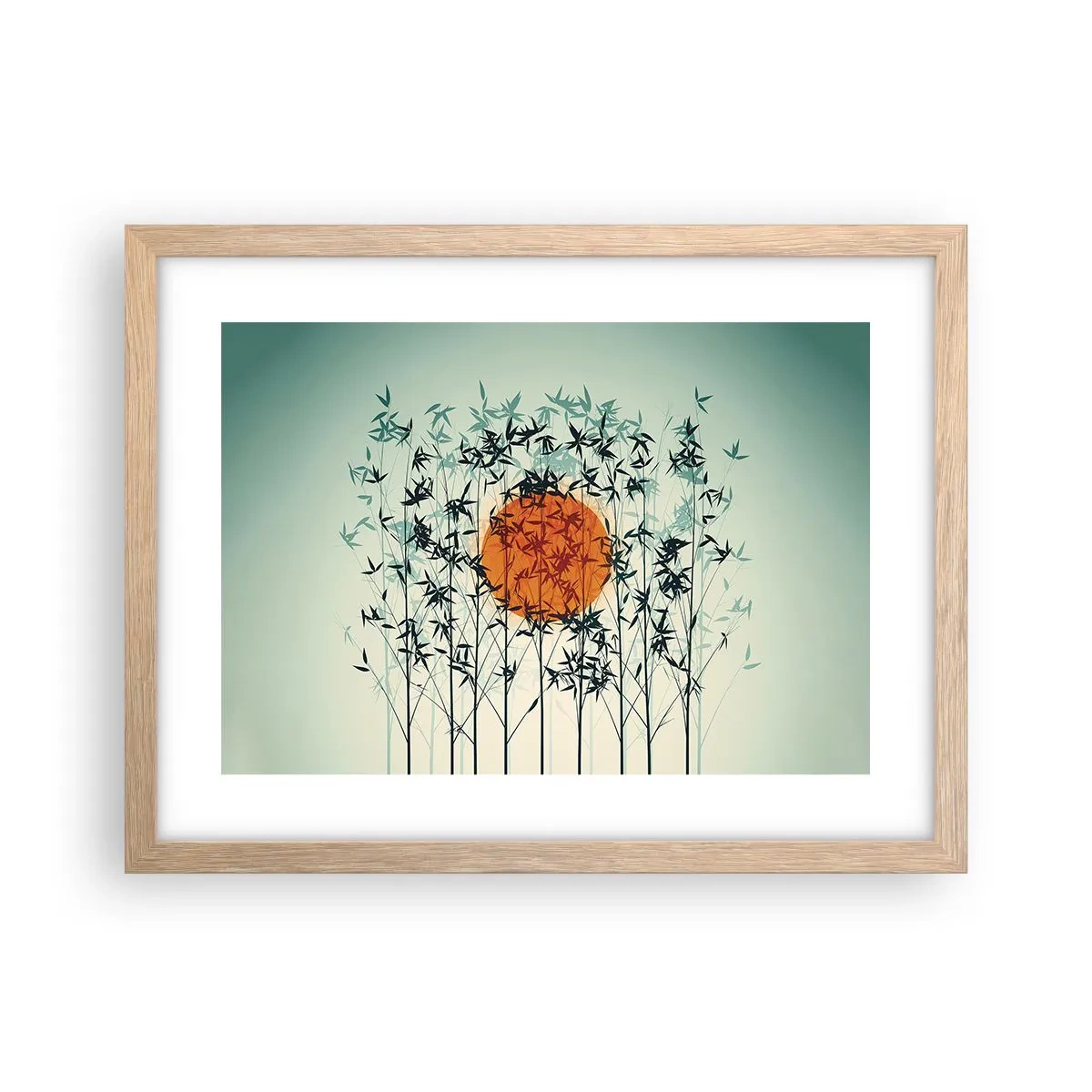 Een poster in een licht eiken lijst - Japanse zon - 40x30 cm