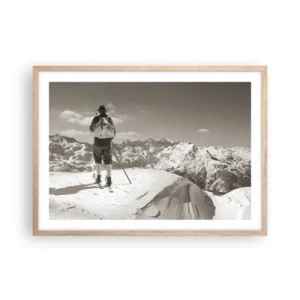 Een poster in een licht eiken lijst - En de bergen blijven onveranderd - 70x50 cm
