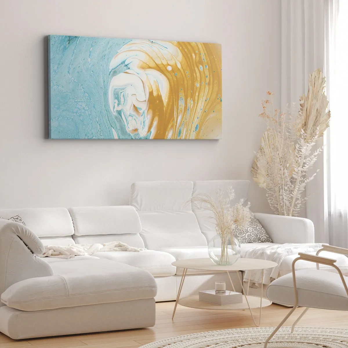 Schilderen op canvas - Pastel werveling - 160x50 cm