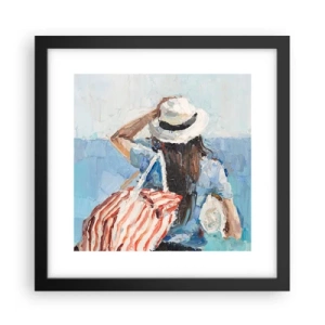 Poster in een zwarte lijst - Welkom bij je vakantie - 30x30 cm