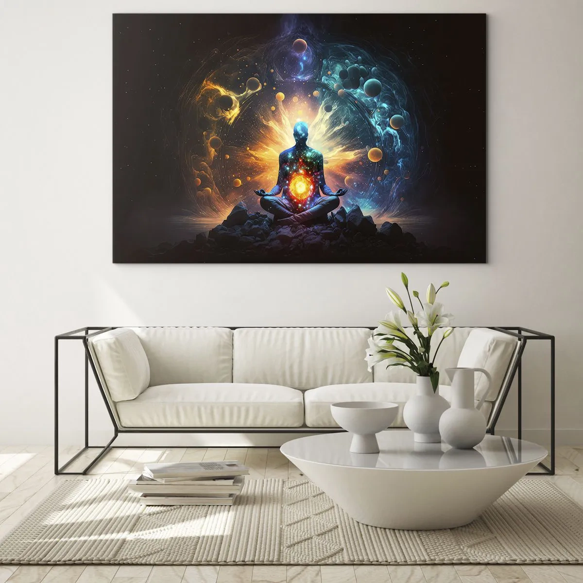 Schilderen op glas - Kosmische vrede - 120x80 cm