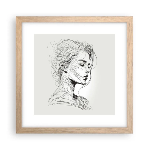 Een poster in een licht eiken lijst - Portret in gedachten - 30x30 cm