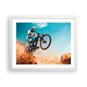 Poster in een witte lijst - Fiets waanzin demon - 50x40 cm