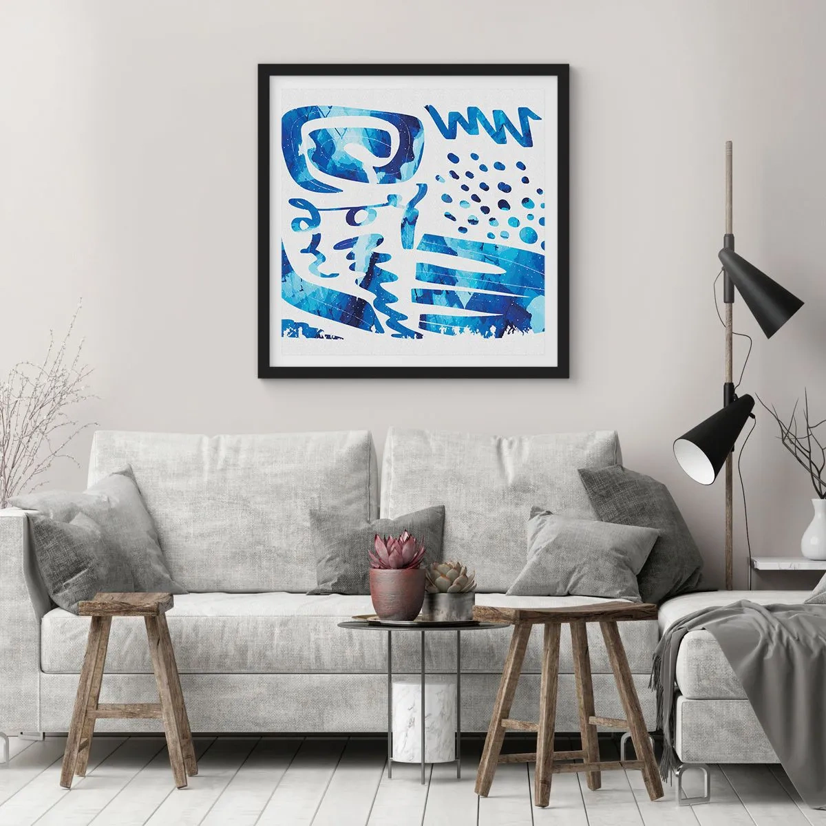 Poster in een zwarte lijst - Terug naar de wortels - 40x40 cm