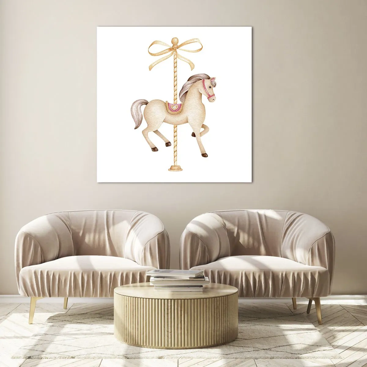 Schilderen op glas - Een sierlijke draf - 60x60 cm