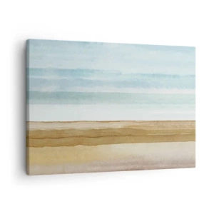 Schilderen op canvas - Abstract strandlandschap in pasteltinten - 70x50cm - Troost - Moderne wanddecoratie voor woonkamer en slaapkamer ARTTOR