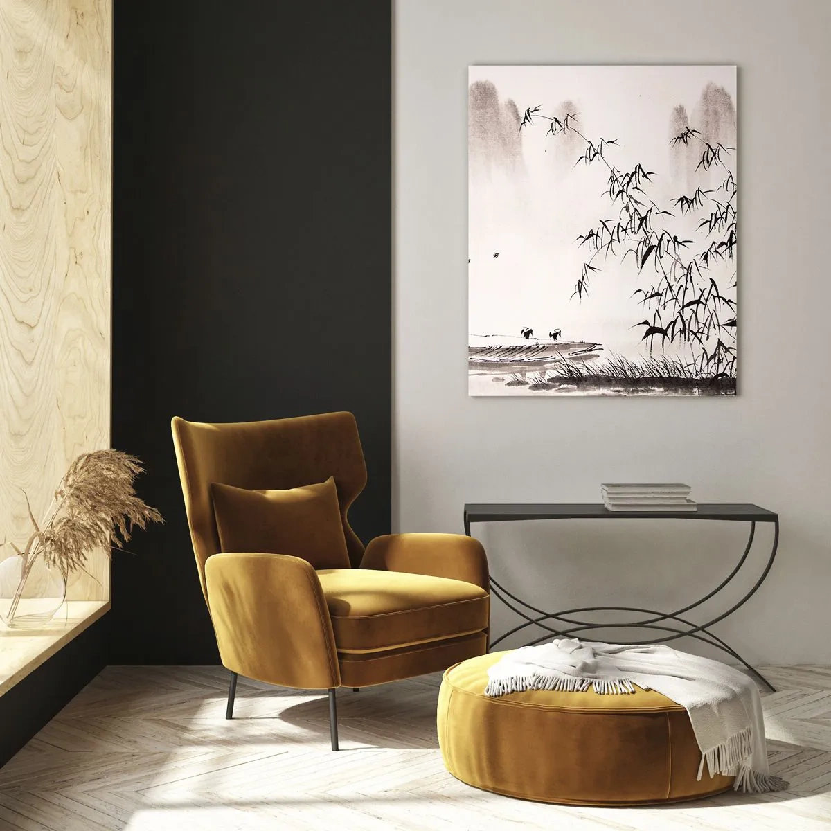 Schilderen op glas - De stilte van de rijstvelden - 80x120 cm