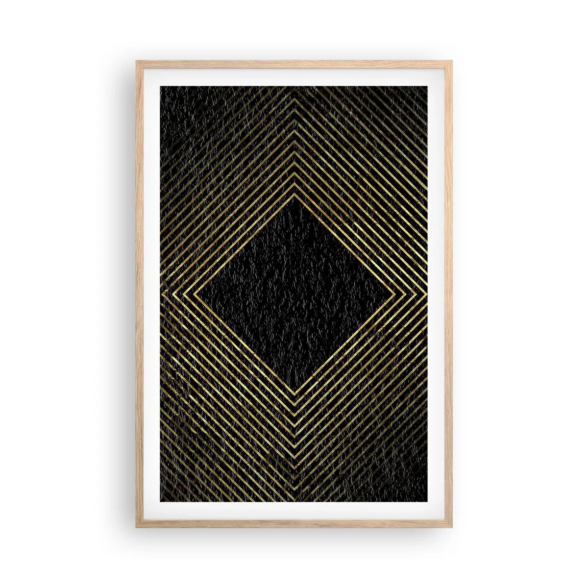 Een poster in een licht eiken lijst - Geometrie in glamoureuze stijl - 61x91 cm