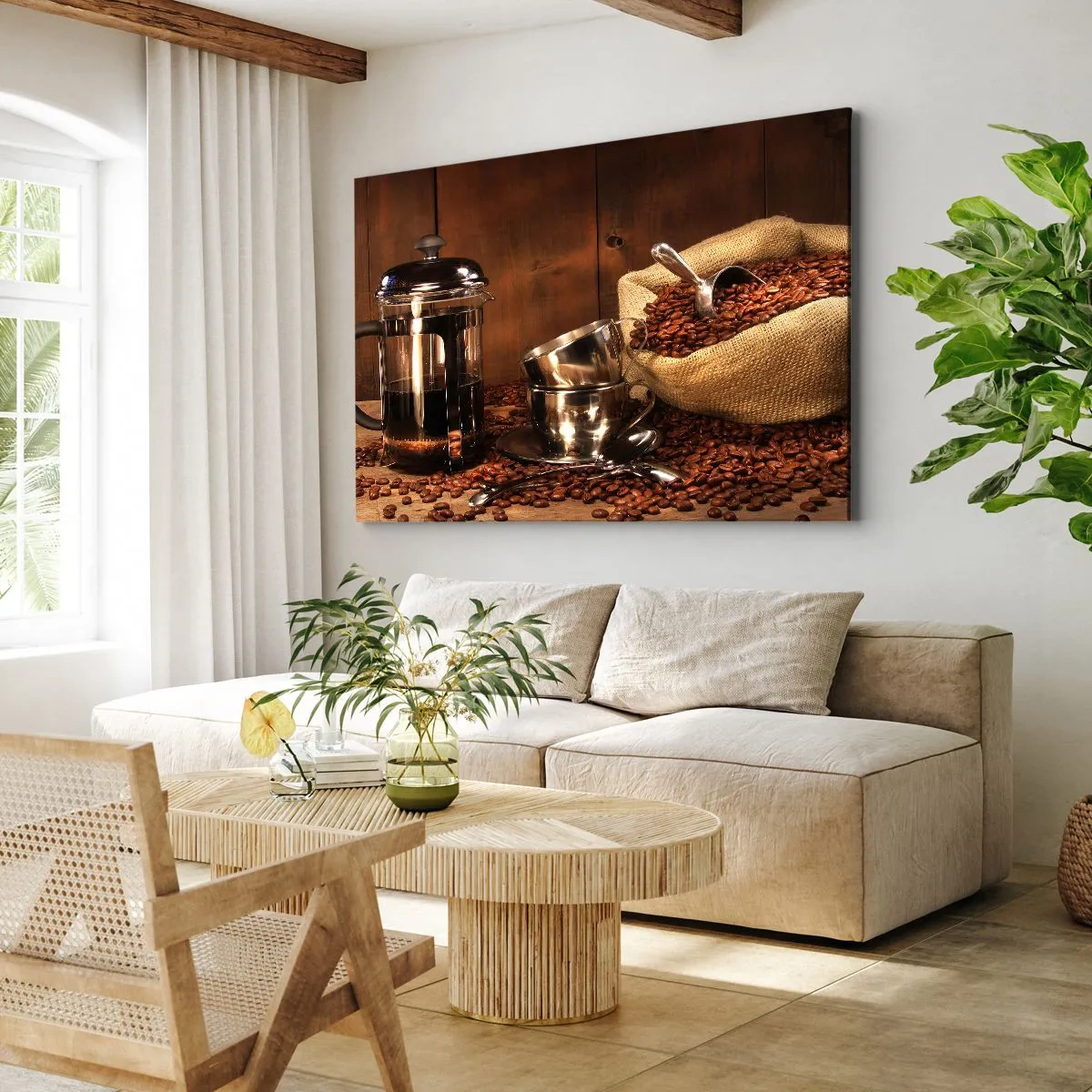 Schilderen op canvas - De charme van koffie - aroma en smaak - 120x80 cm