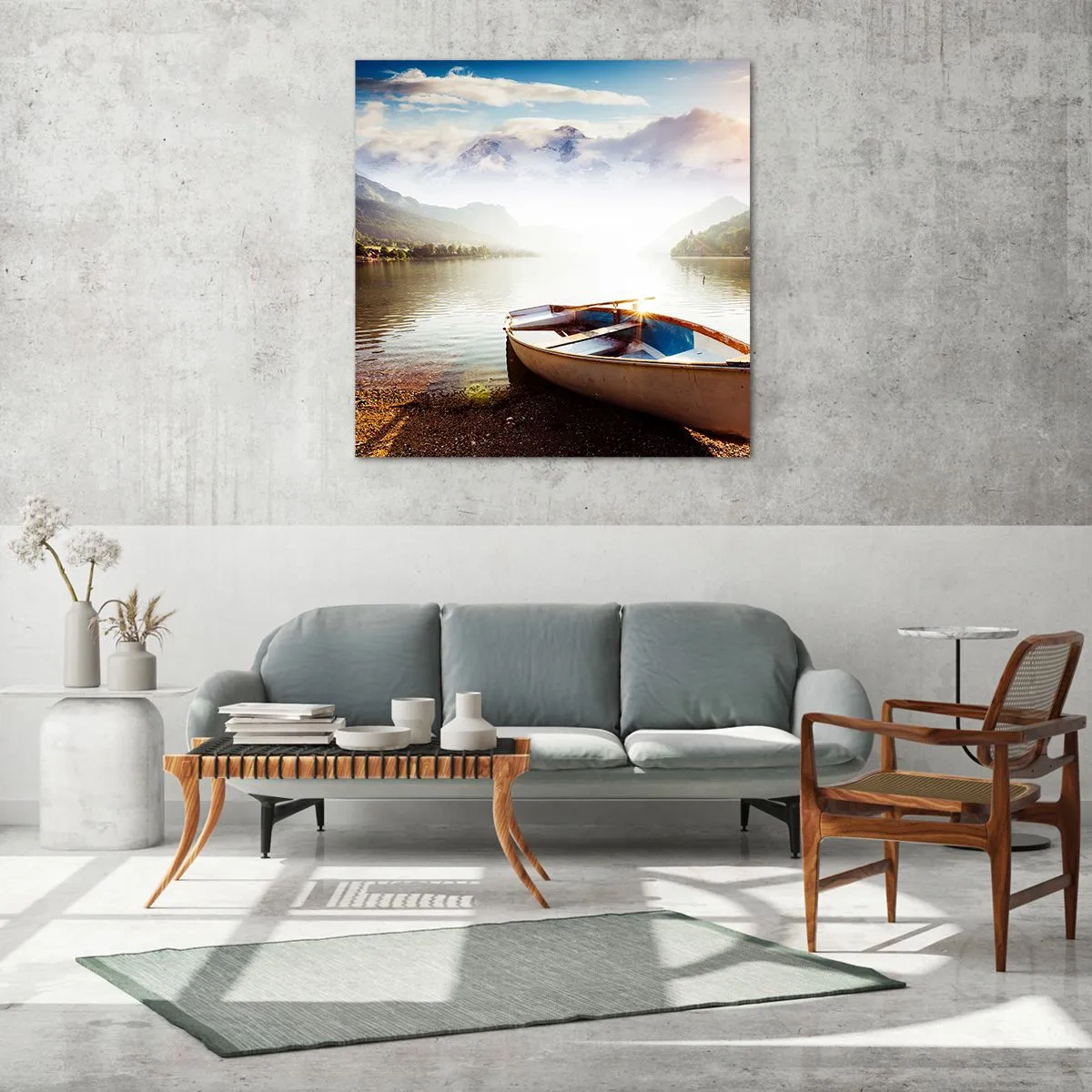 Schilderen op glas - Bij het grote en heldere water - 40x40 cm