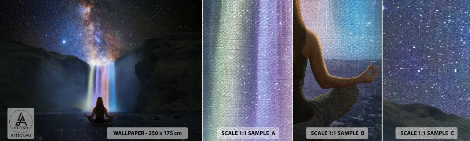 Fotobehang Monster Premium Canvas - Absolute harmonie - Abstractie, Waterval, Fantasie - 100x30 cm