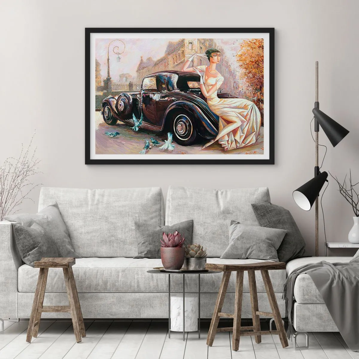 Poster in een zwarte lijst - Elegantie in retrostijl - 70x50 cm