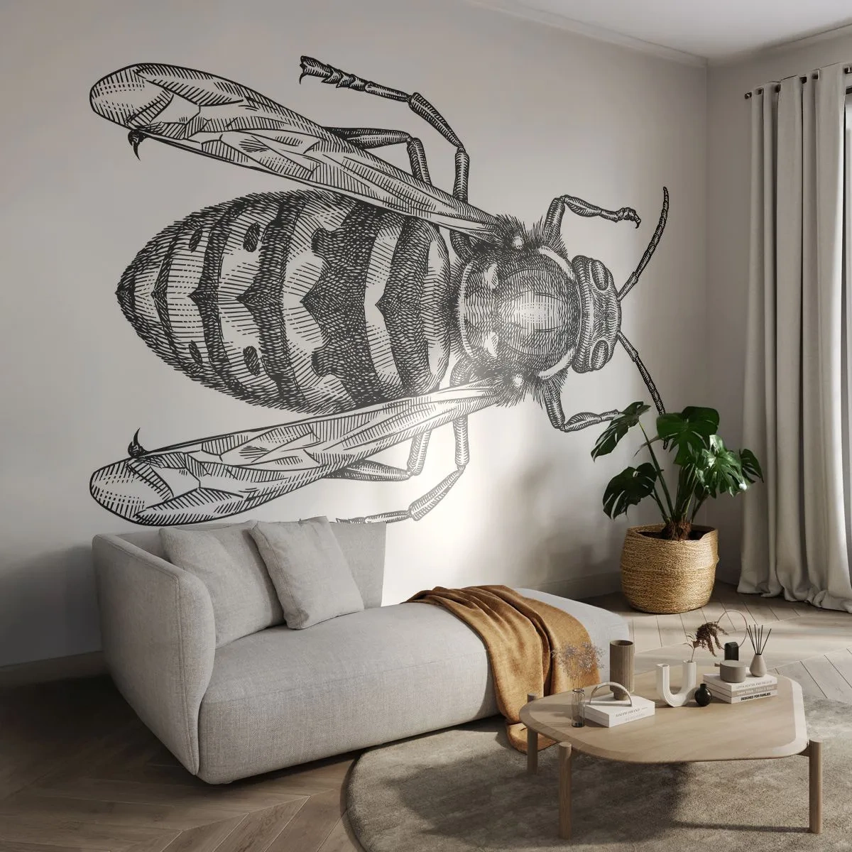 Fotobehang Standard Eco - Van een insectenplaneet - Wesp, Insect, Minimalistisch - 500x350 cm