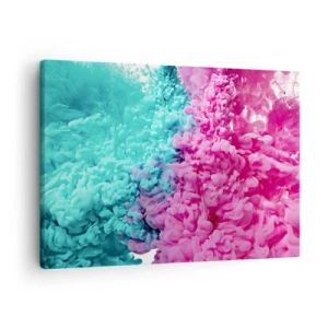 Schilderen op canvas - Kleurrijke golven van turquoise en roze in een abstracte vorm - 70x50cm - Laatst gevecht - Moderne wanddecoratie voor woonkamer en slaapkamer ARTTOR