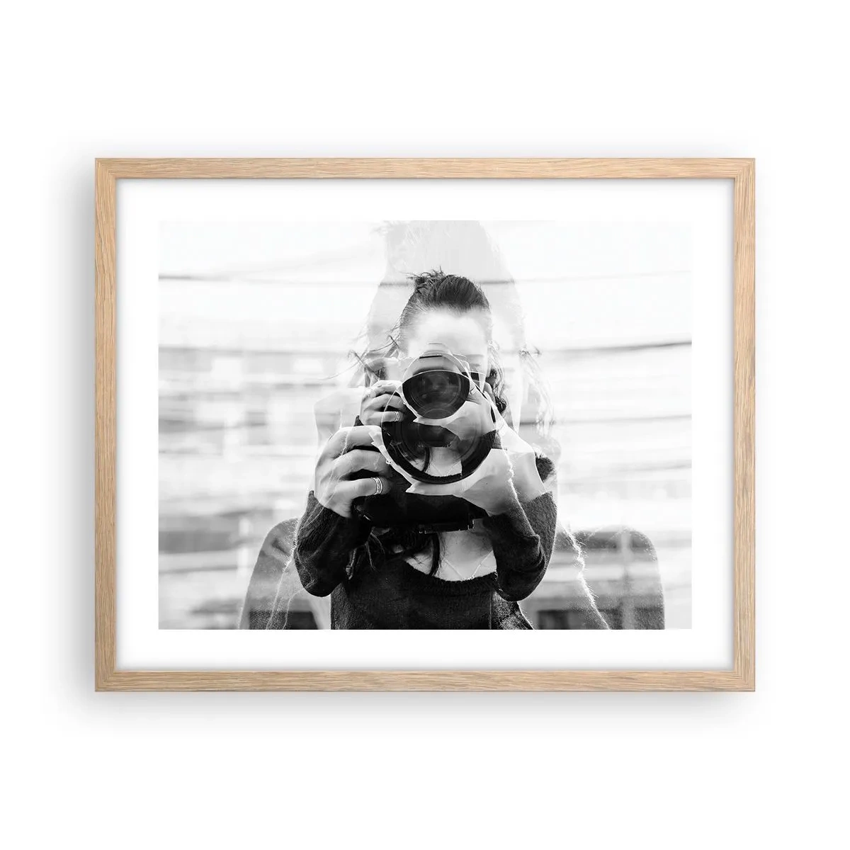 Een poster in een licht eiken lijst - Maker en materiaal - 50x40 cm