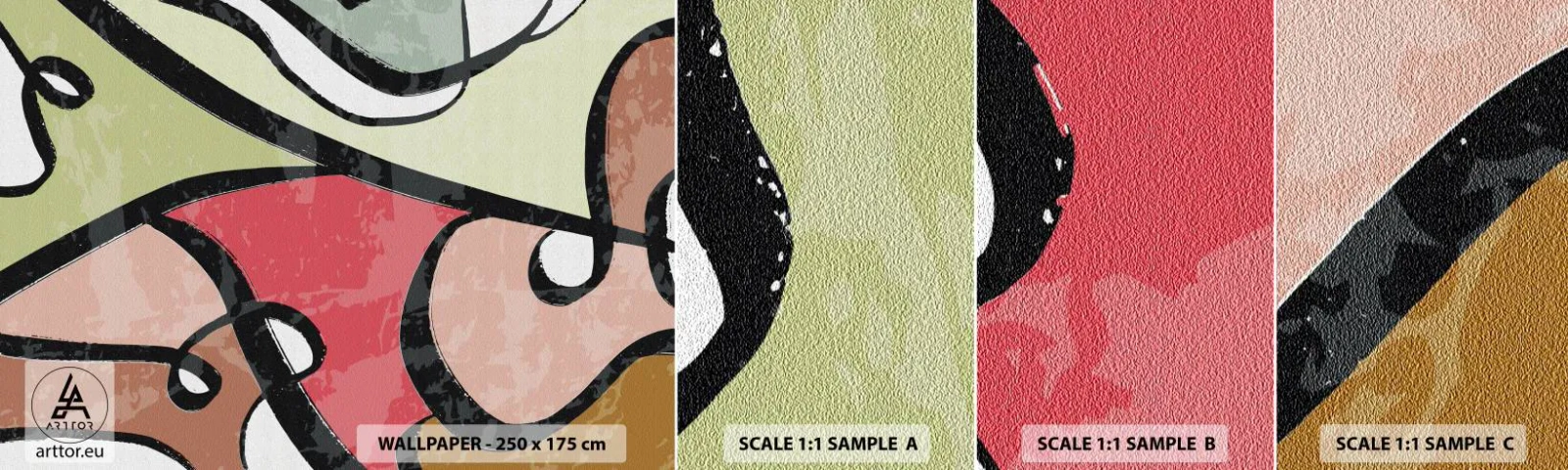 Fotobehang Staaltje Standard Eco - Pirouettes tussen kleuren - Abstractie, Deel, Modern - 100x30 cm