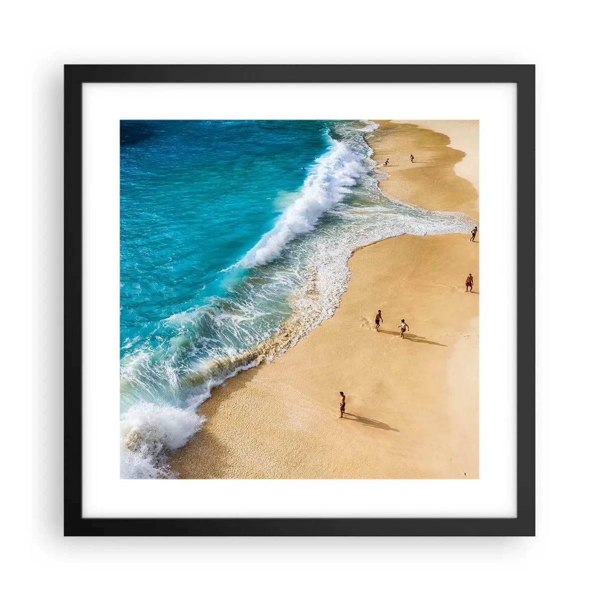 Poster in een zwarte lijst - En dan de zon, het strand… - 40x40 cm