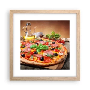 Een poster in een licht eiken lijst - Met echte Italiaanse smaak - 30x30 cm