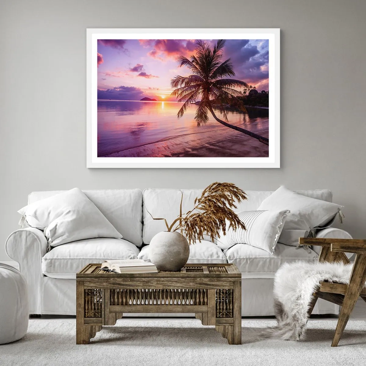 Poster in een witte lijst - Geluk tot aan de horizon - 60x60 cm