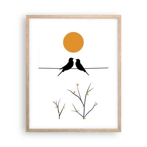 Een poster in een licht eiken lijst - Nachtegalen avond - 40x50 cm