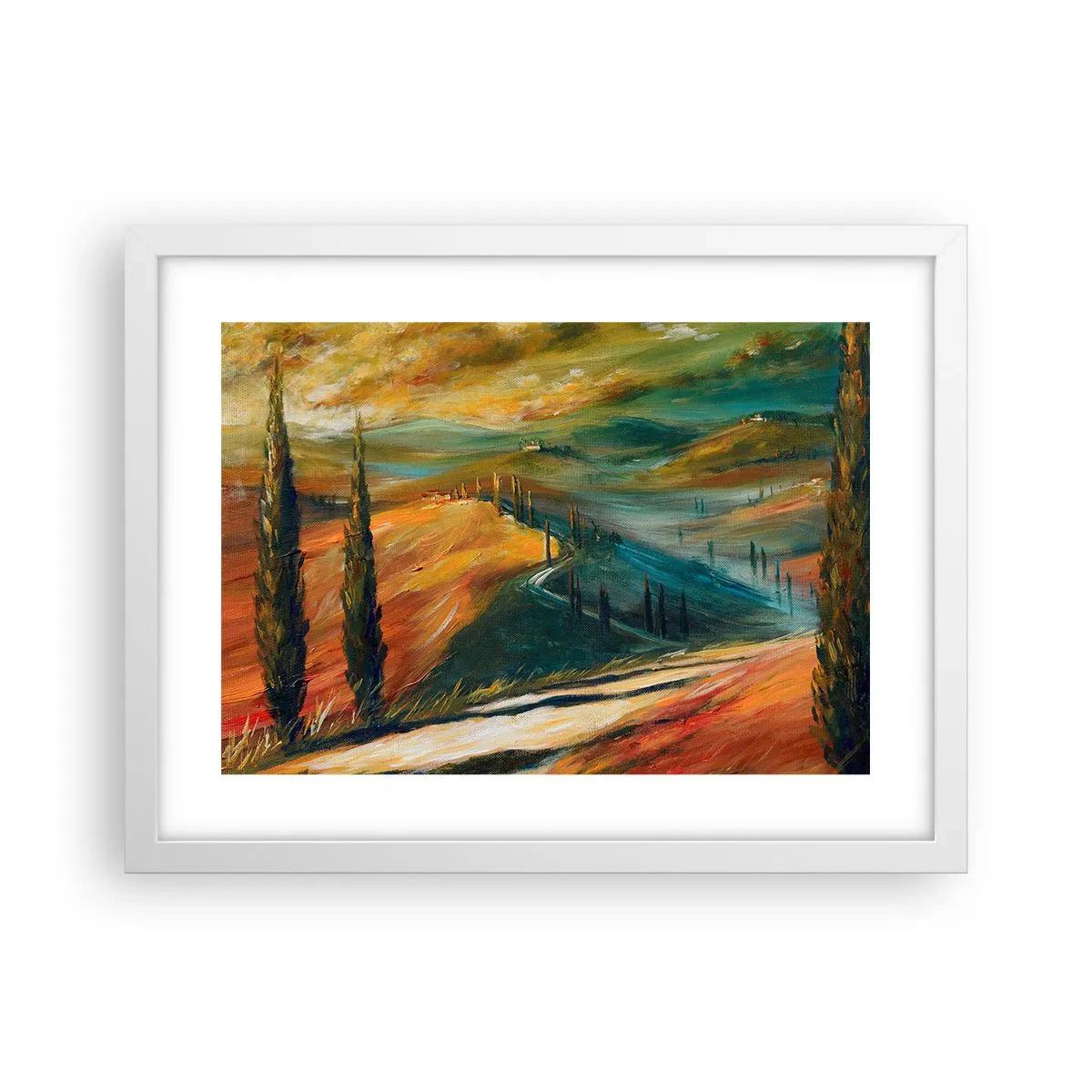 Poster in een witte lijst - Toscaans landschap - 40x30 cm