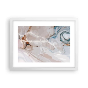 Poster in een witte lijst - Blauw kronkelt onder het wit - 40x30 cm